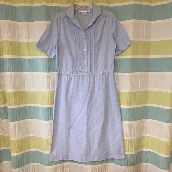 Vintage Kenny Classics Soft Blue Button Down Dress Sz Large - Picture 9 of 9